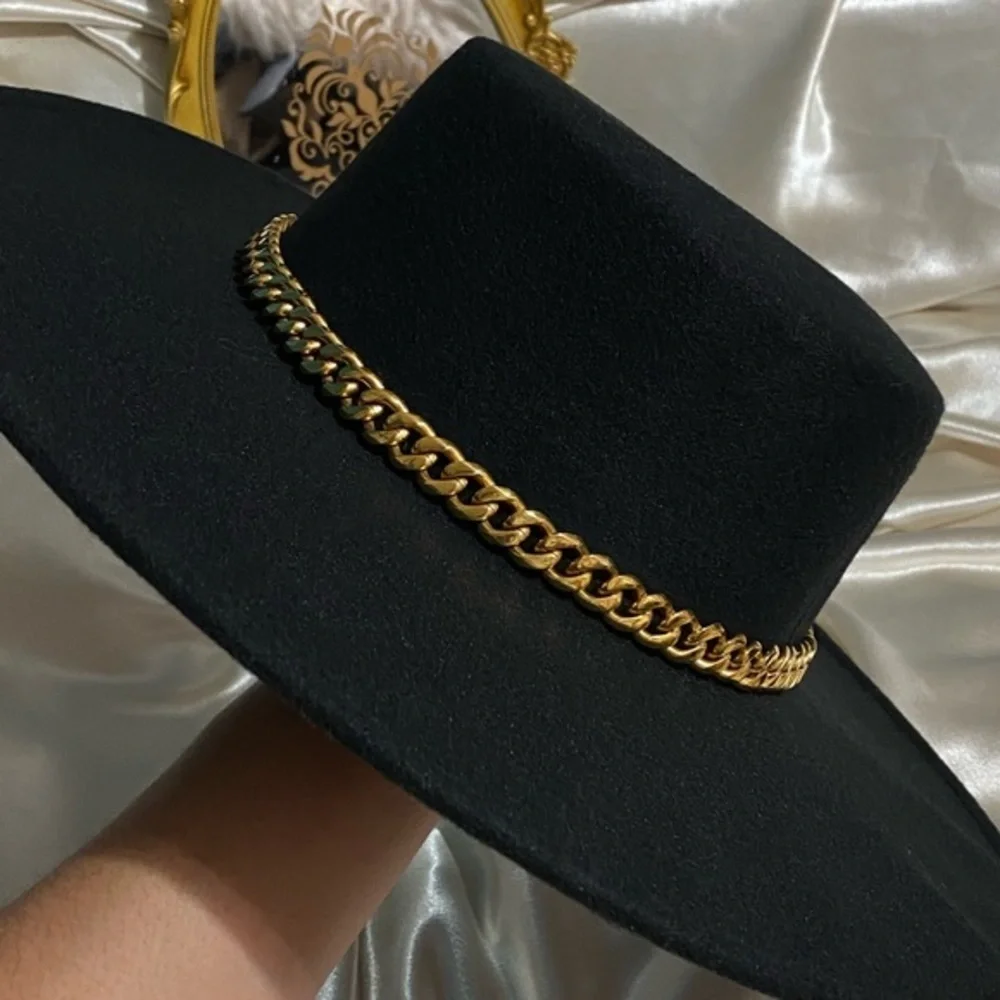 Black Fedora Chain Hat